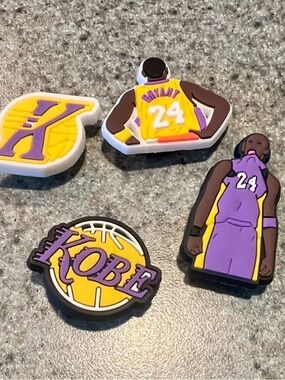 Kobe Bryant Crocs Jibbitz Charms - Purple & Gold Set of 4